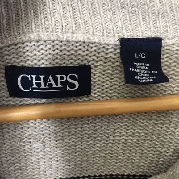 Chaps Knit pullover! Vibrant Kelly Green & Grey - Picture 3 of 4